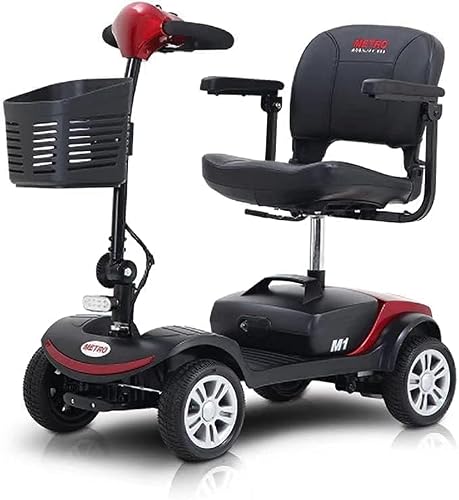 300W Compact Mobility Scooters for Adults -Electric Powered Mobile Wheelchair Device for Elderly- 18 in Width Seat - 4 Wheel - Red