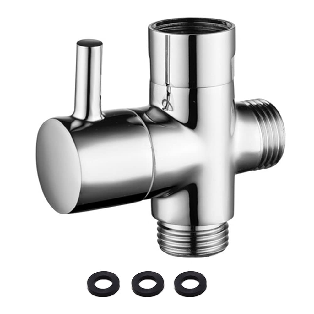 3 Way Shower arm Diverter Valve Shower Arm Diverter Valve Silver, Black, Brushed Nickle Shower Diverter G 1/2" Brass Shower arm Diverter Valve (Silver)