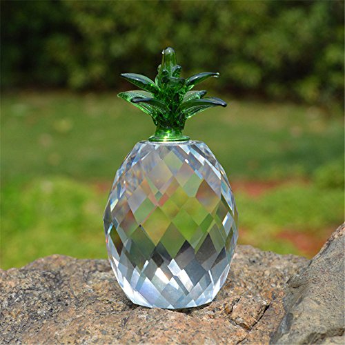 qianyue Crystal Cute Crystal Pineapple Figurines Crystal Statue,Collection Cut Glass Decorative Statue Animal Collection,Crystal Pineapple Paperweight