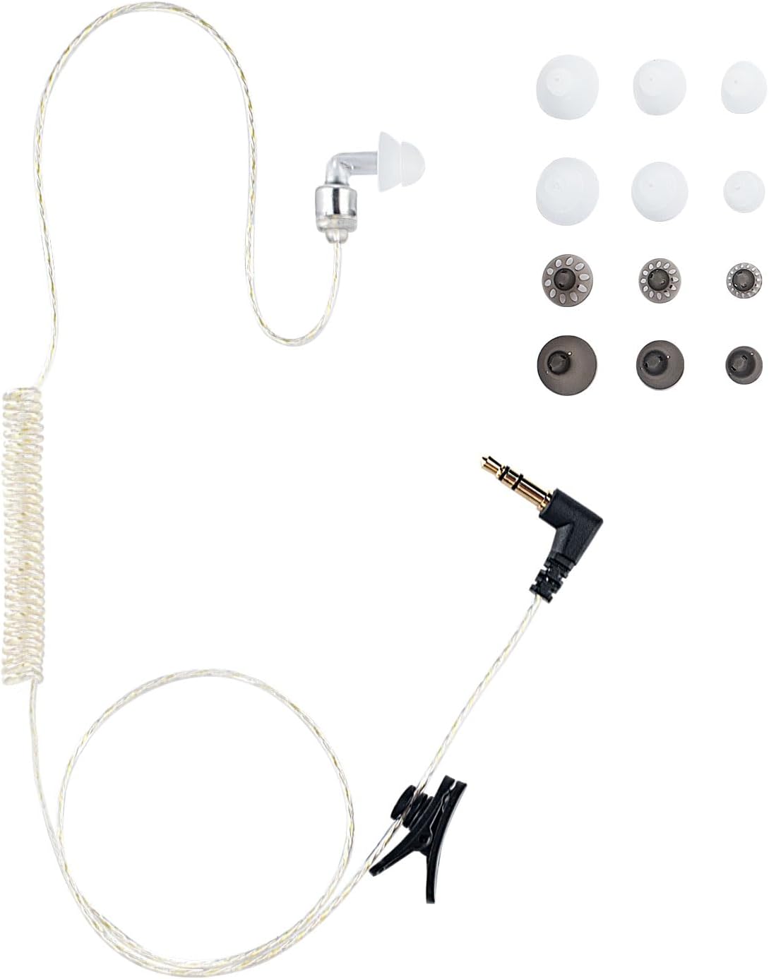 Tubeless Covert Security FBI Police 3.5mm /1 Pin L-Type Listen Only Earpiece Headset for Remote Speaker Mic Motorola Kenwood Two Way Radio (23 Inches)