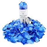 WAKISAKI Aritificial Rose Petals, Deodorized Seperated Ready-to-use, for Wedding Propose Romantic Party Event Decoration (1000 Count, Transitional Blue)