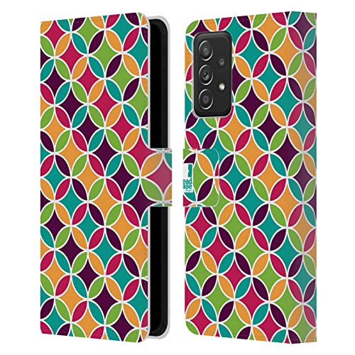 Funda de cuero tipo libro para Galaxy A52 con patrón de colores