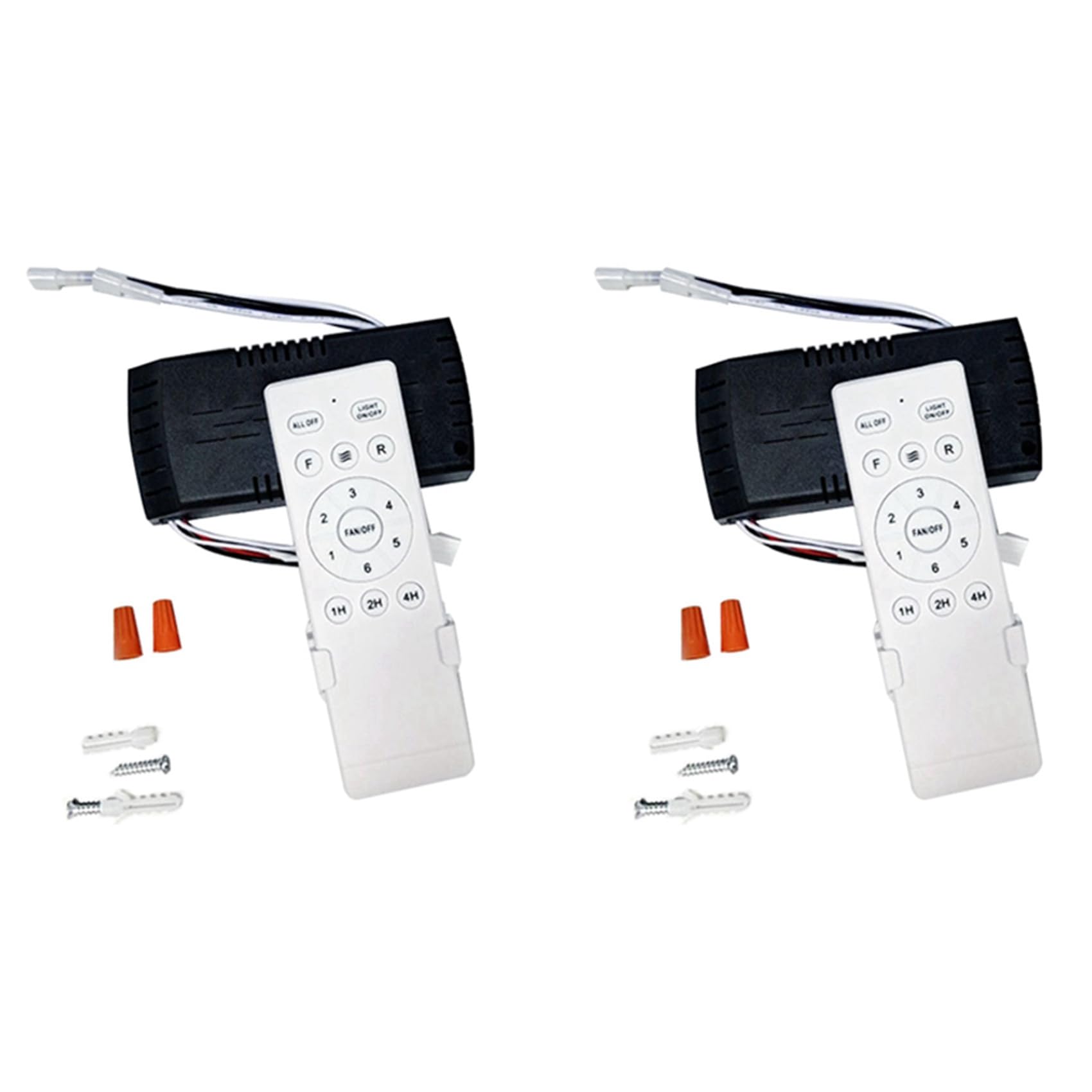 Jnchdghwa Black & White 2X Universal Ceiling Fan Remote Control Kit Replacement, 6-Speed & Timing, Remote Replacement For Dc Ceiling Fan Light