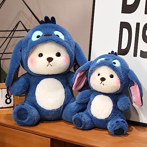 Image of Bilibang Cartoon Plush Cross-Dressing Teddy Bear Plush Toy, Cute Teddy Bear with Removable Stitchhat (Blue StitchBear, 26 inch / 3.4 lb)