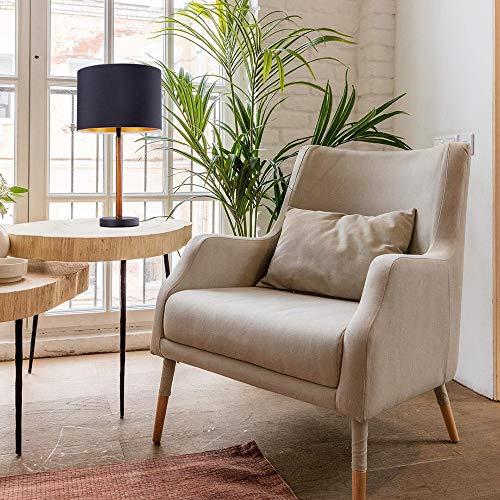 Wellmet 13"X13"X10" Lampshade Assembly Required For Table Lamp,Bedside Lamp,Floor Lamp,Fabric Drum Lampshade Mid-Century Modern Style,Spider Fitter,Black Gold #TOP5