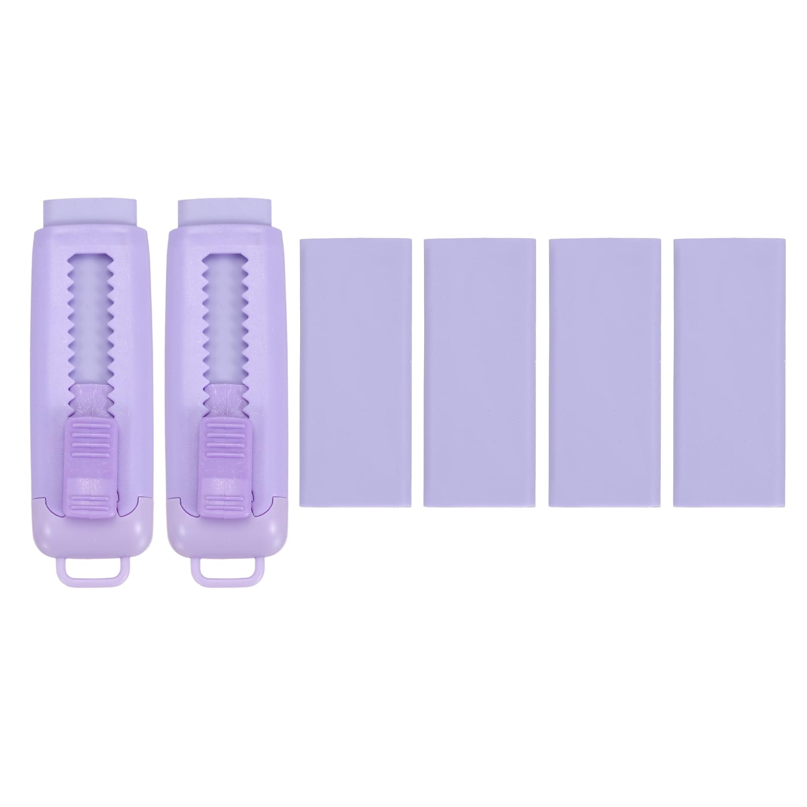 PATIKIL 2+4 Pack Erasers, Sliding Retractable Eraser Push Pull Cute Pencil Erasers Soft Large Easy to Clean with Plastic Sleeve for Sketching Drawing Artists Teacher Pencils, Purple TPR