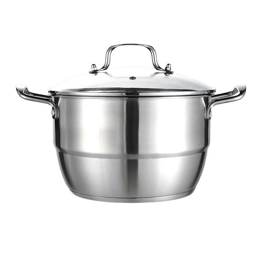 IUokLU Stock Pot/Steamer, Household 201 Stainless Steel Soup Pot with Steaming Slice, for Gas Stove/Induction Cooker,26cm,26cm(22cm)
