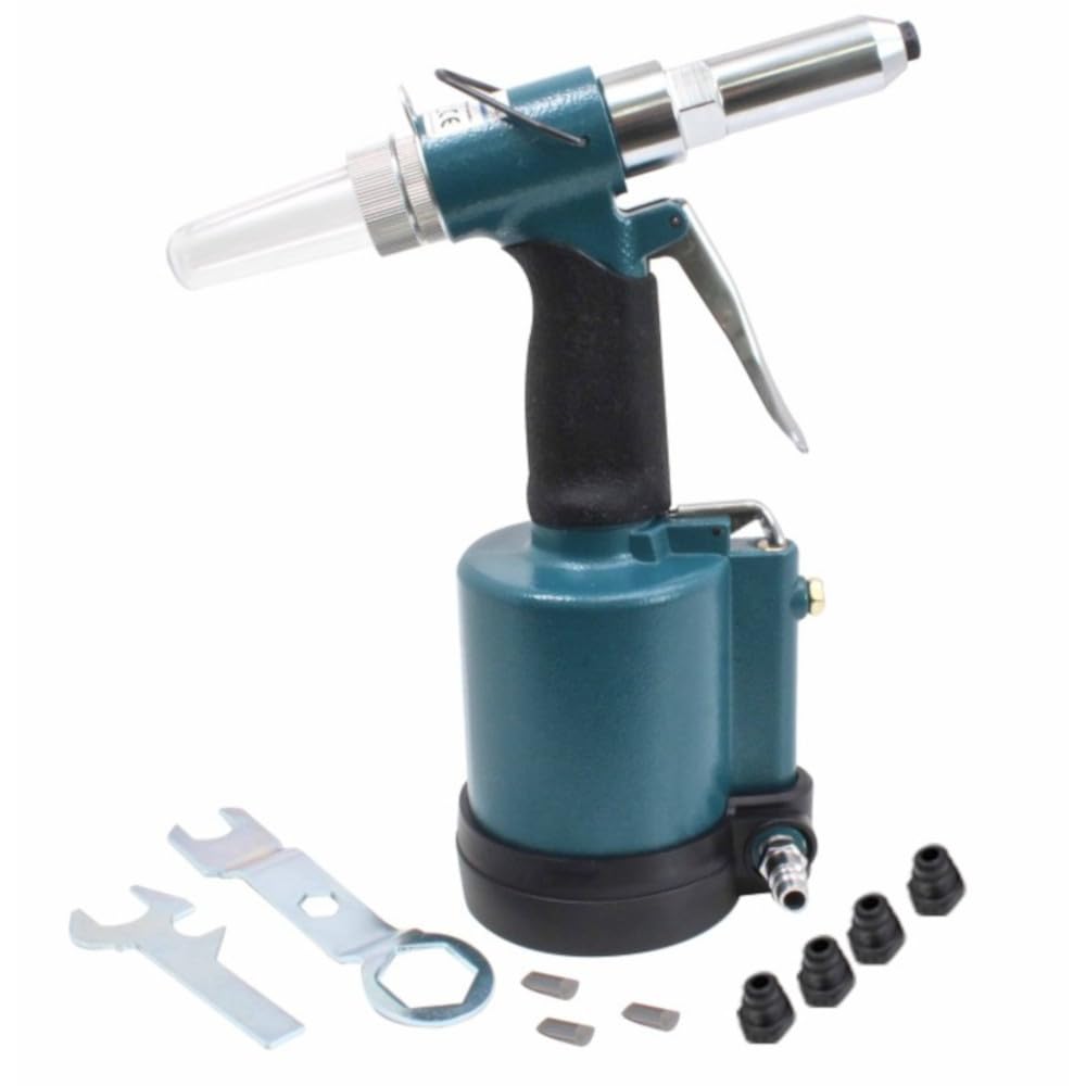 Remachadora Neumática de Aire Comprimido hasta 6,4 mm – Cuerpo Metálico Profesional – Alta Potencia y Precisión – Para Remaches de Aluminio, Acero e Inoxidable – SIO