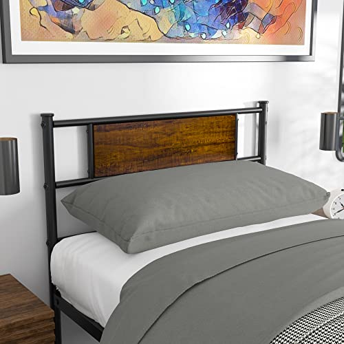Weehom Twin Bed Frame With Headboard, 12.7 Inch Metal Platform Bed Frames No Box Spring Needed, Black Single Bed Heavy Duty Steel Slat Support,Easy Assembly #TOP5