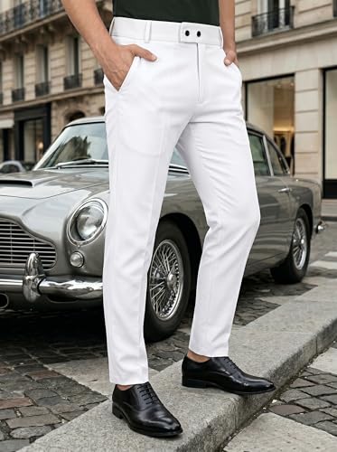 Image of erke Men's Slim Fit Formal Trouser with 4-Way Stretch | Lycra Blend Wrinkle Resistant Office Chinos for Men | Mid Rise Tapered Trousers for Men