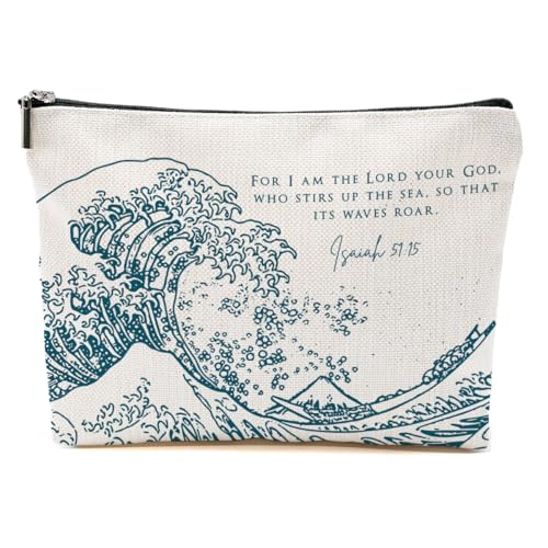 Ocean Wave Makeup Bag Bible Verse Cosmetic Bag