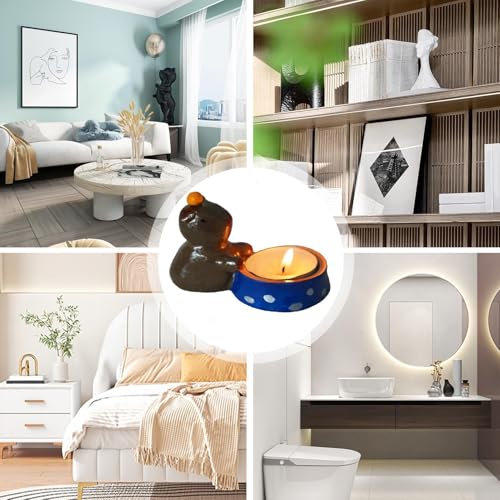 Candle Stand, Candlestick Holder, Candle Holder Bowl, Candle Light Holders, Cute Capybara Candlestick Votive Holder, Capybara Decoration, Unique Resin Animal Figurine, 1.77 Inches for Aesthetic Decor – Image 6