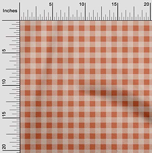 oneOone Silk Tabby Orange Fabric Gingham Check Fabric for Sewing Printed Craft Fabric By The Yard 42 Inches Wide