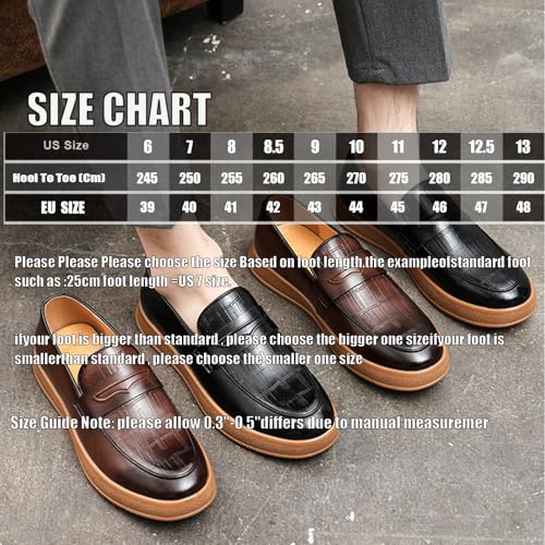 Men's Leather Printed Penny Loafers Classic Luxury Round Toe Leather Shoe Business Slip-on Lug Sole Dress Shoes for Formal Wedding Work2