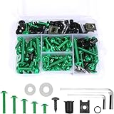 Motorcycle Full Sets Fairing Bolts Kits Universal Fairing Bolt Kits Fasteners Fit S1000RR GSXR600 750 1000 GSX1300R CBR600RR CBR1100RR YZF R3 R6 R1 NINJA 400 650 ZX-4R ZX-6R ZX-10R ZX-14(Green)