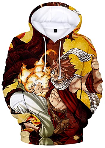 YIMIAO Unisex Fille Fairy Tail Sweat à Capuche 3D Rôle imprimé Couleur Pullover Homme Japonais Gray Natsu Sweat-Shirt(M) Cover