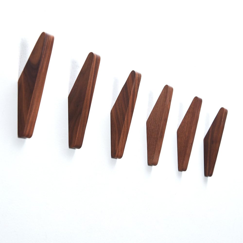 Gancho de madera de nogal negro natural para llaves de pared, gancho decorativo para ropa, bata, bolso, bufanda, toalla, gancho decorativo para el hogar, nogal negro, 1