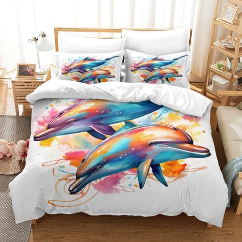 Parure de lit chien 3D aquarelle avec housse de couette microfbre 260x220 cm - 3