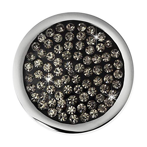 Amello Coinsschmuck grau 25 mm Einleger Damen Zirkonia Coin Edelstahl ESC350K Edelstahl Coin Cover