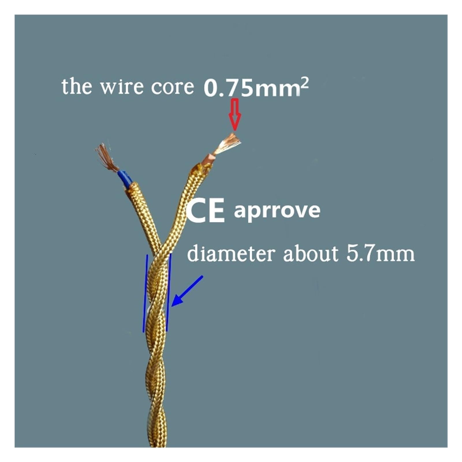 przewód elektryczny, Kabel zasilający pleciony 2-żyłowy 0,75 mm w oplocie tekstylnym(Black,30m)