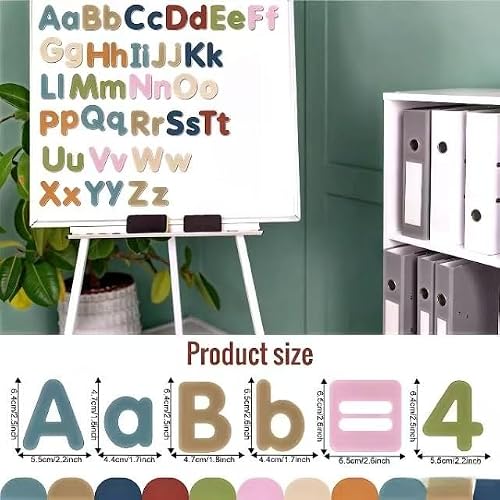 Magnetic Letters and Numbers Set, ABC Alphabet Fridge Magnets with Math Symbols, Educational Spelling and Counting Magnets for Classroom, Homeschool, Learning Activities(Multicolored) - Image 2