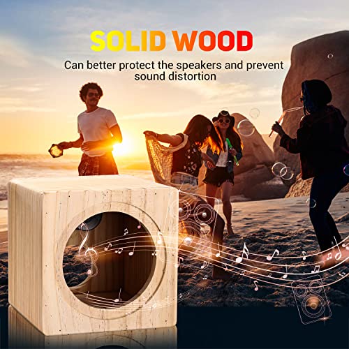 Image of Facmogu 4in Solid Wood Speaker Enclosure with Grill Cover & Terminal Cup