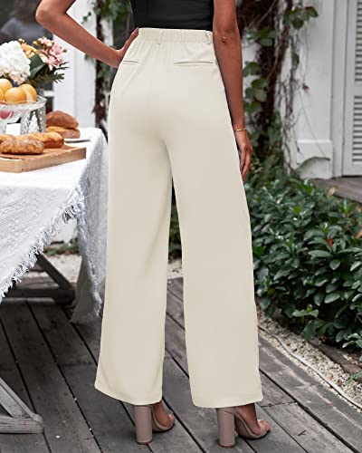 Grapent Flowy Pants Womens Slacks For Work Business Casual High Waist Trousers For Women High Waisted Flowy Pants White Dress Pants For Women Suit Pants Color Vanilla Ice Size X-Large Size 16 Size 18 #TOP3