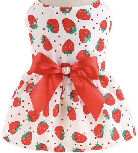 KUTKUT Small Girl Dog & Cat Dress with Lovely Silk Bow Pet Apparel | Puppy Summer Dress Birthday Pet Apparel Dresses | Frock Dresses for Shihtzu, Poodle etc (Size: L, Bust:45cm, Length 35cm) 1