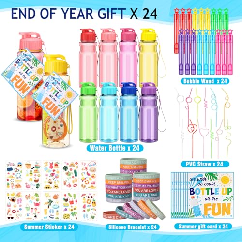 Sunnychicc 144 Pcs End of the Year Gifts for Students Sports Water Bottle Bubble Wands Summer Sticker Silicone Bracelet for Summer Graduation Student Gifts Preschool Kindergarten School Classroom by Sunnychicc - Used condition - Image 2