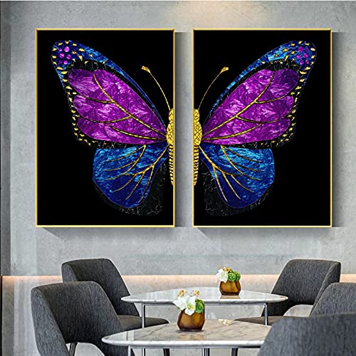 Tableau papillon doré 50x70cm style nordique moderne salon