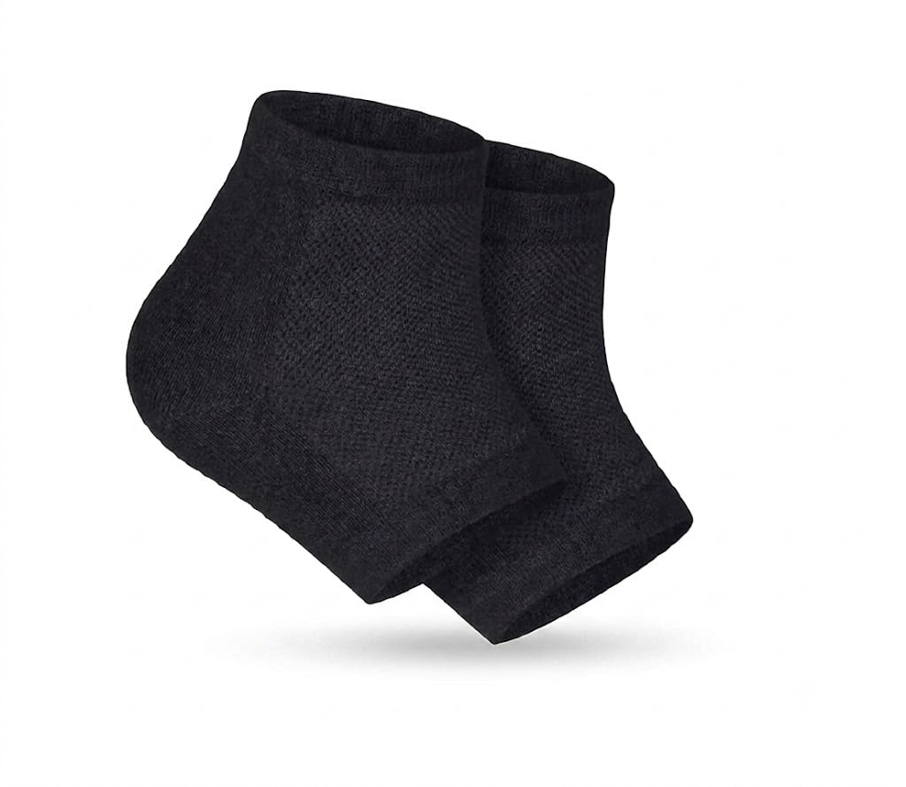 PRZONE Heel Pain Relief Silicone Gel Socks, Cotton Heel Protector with Spa Botanical, for Men and Women (Black)-picture-11