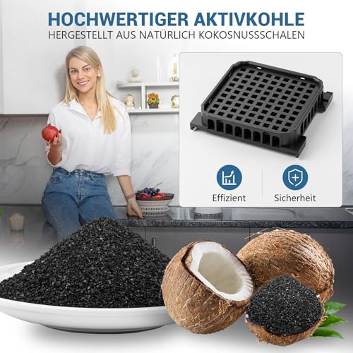 HQCM 3 Stück Fresh Air Filter für Liebherr Kühlschrank - Prämie Aktivkohlefilter passend für 9096989, 988246000, 988246001, 9882429, 9882460, ersetzt 7440021-00 Aktivkohle, Quadratisch