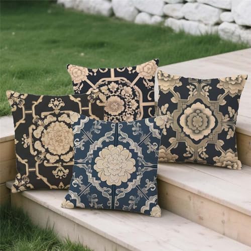 Housse de coussin extérieure imperméable 80x80 bohème résistante pour canapé - 4