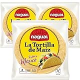 Nagual 15cm Yellow Corn Tortilla 8 Units (Pack 3) / Mexican Corn Flour Tortilla Wraps, Gluten Free Tortillas for Taco, Quesadilla, Burritos
