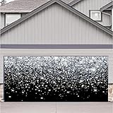 13x6ft Black Silver Garage Door Photo Backdrop Banner for Adult Kids Birthday Wedding Parties, Photography Background Decorations Supplies, Bridal Shower Baby Shower Indoor Outdoor Decor