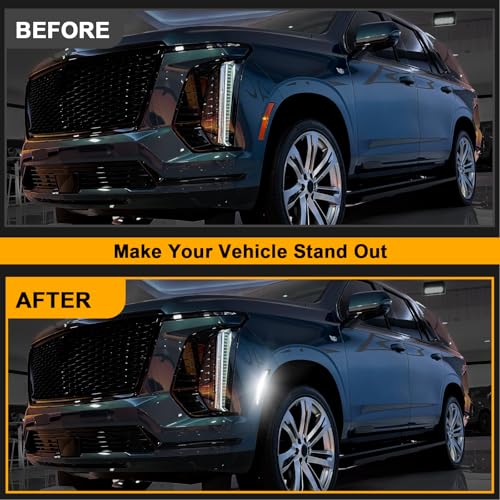 Image of Smoked Lens LED Side Marker Lights Fit for 2025 Yukon /Yukon XL /Tahoe /Suburban /Escalade /Escalade ESV(6th Gen) Driver Passenger Sidemarkers Lamp White Front Fender Lamp Kit