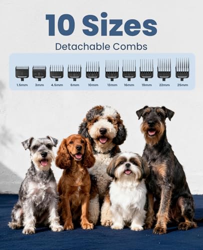 oneisall Dog Clippers for Grooming for Thick Heavy Coats/Low Noise Rechargeable Cordless Pet Shaver with Stainless Steel Blade/Waterproof Dog Shaver for Dogs Pets and Animals (Silver)