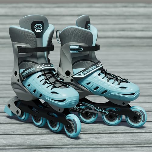 Lifelong Skating Shoes - Roller Skate Shoes - 4 Wheels Inline Skates - Skating Shoes for Boys & Girls - Skate Scooter - Liner Skates - Roller Shoes - 1 Pair of Skates, Blue, L (25-27.5 cm)