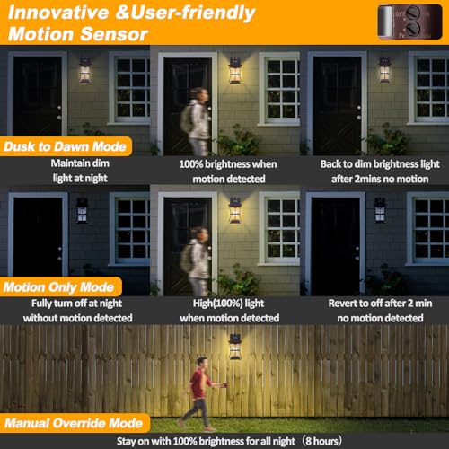 Image of Frelii Large Oil Rubbed Bronze Motion Sensor Outdoor Lights 15.5inch - Dusk to Dawn Outdoor Lighting, Waterproof Porch Lights Outdoor Wall Sconce, Exterior Light Fixtures for House, Garage Anti-Rust
