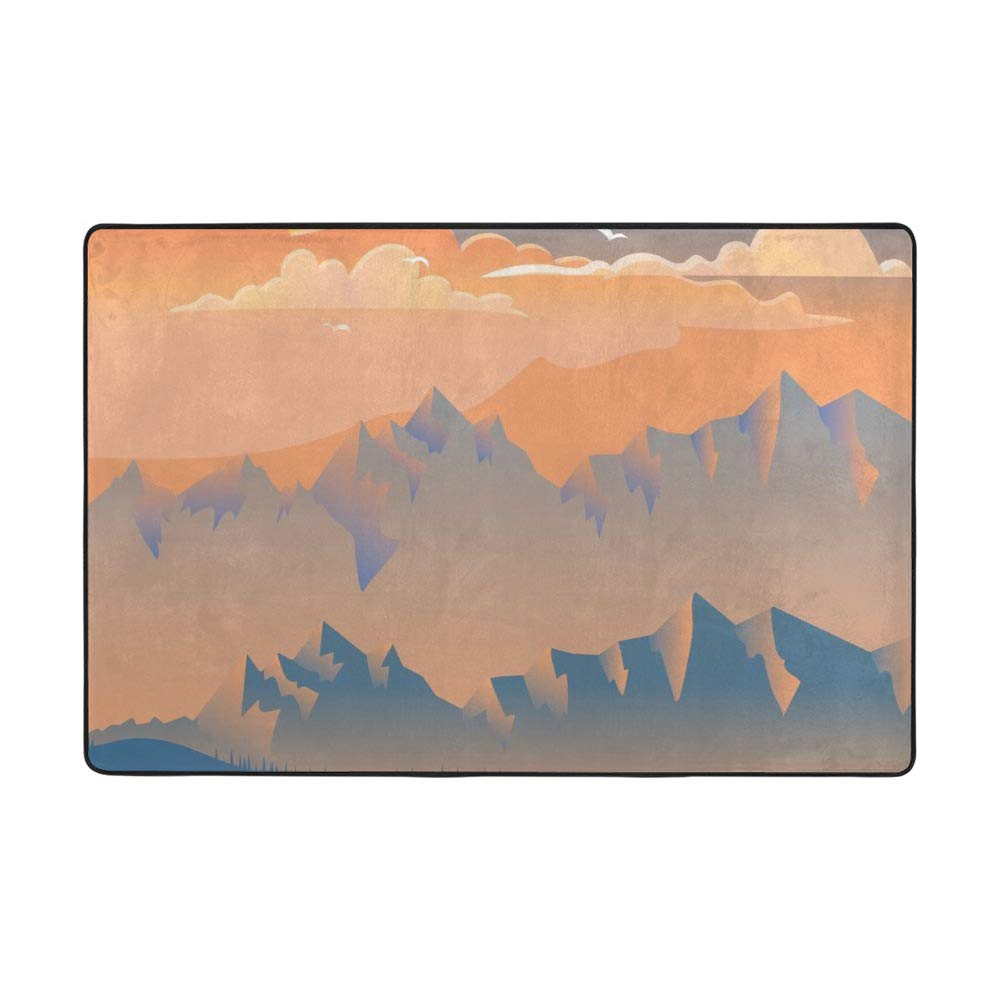 Tapis de soleil coucher de soleil montagnes en velours corail Ruchen 80x58 inch