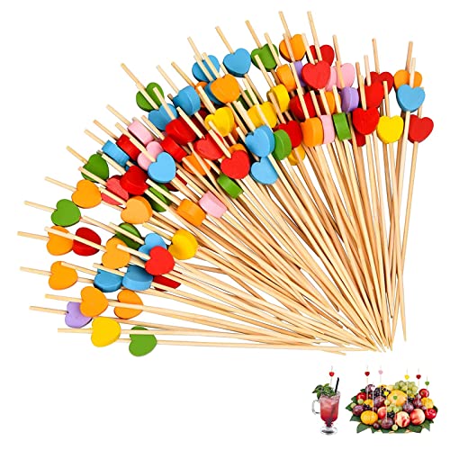 Palillos Para Aperitivos 100 Piezas Palillos De Cóctel Bambu De 12 Cm Con Decoraciones Para Cócteles, Pasteles Barbacoas, Fiesta Y Boda Decoración (amor Color) Cover