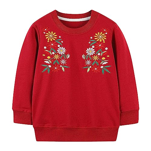 Boys Under Top 2023 New Pullover Round Neck Long Sleeve Sweatshirt Embroidered Floral Embroidered Flower T Shirt