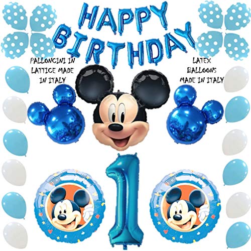 Shopama Globos De Decoracion Para Cumpleanos 1 Ano Mickey Azul Celeste Hinchables De Helio Globos De