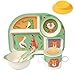shopwithgreen 7Pcs/Set Bamboo Kids Dinnerware Set - Children Dishes - Food Plate Bowl Cup Spoon Fork Set Dishware, Cartoon Tableware, Dishwasher Safe Kids Healthy Mealtime, BPA Free