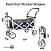 Creative Outdoor Wagon for Kids Push Pull Collapsible Stroller Folding Cart | Silver Series | Beach Park Garden & Tailgate | Navy Blue