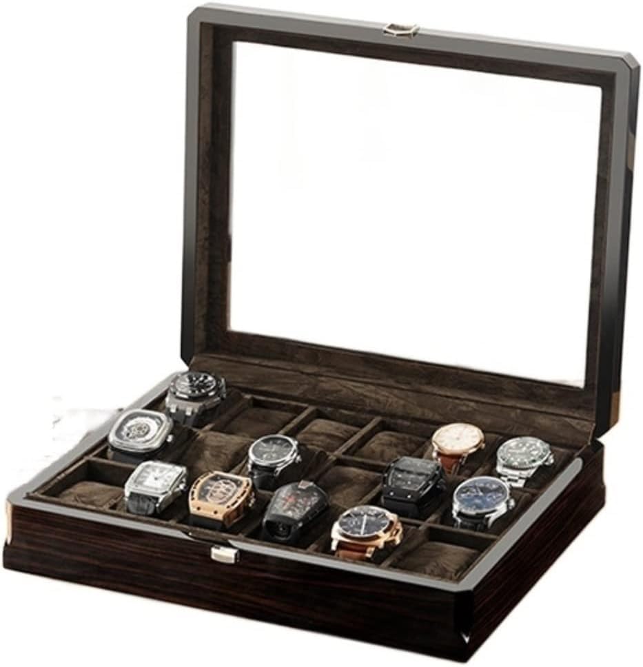 Boîte montre en bois YZCIS : cadeau idéal avec présentoir bijoux 18 fentes