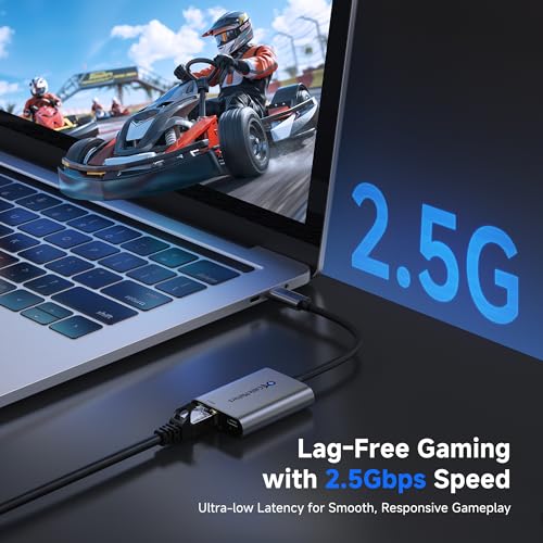 Cable Matters adapter USB C do Ethernet 2.5GbE z ładowaniem 140 W, Type-C do 2,5 Gigabit LAN, zgodny z USB4 i Thunderbolt 5/4/3, do laptopów i urządzeń USBC