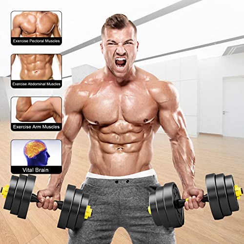 Adjustable-Dumbbells-Set,30Lbs Free Weights Set With Connector,Fitness Exercises For Home Gym Suitable Men/Women,Yellow #TOP5