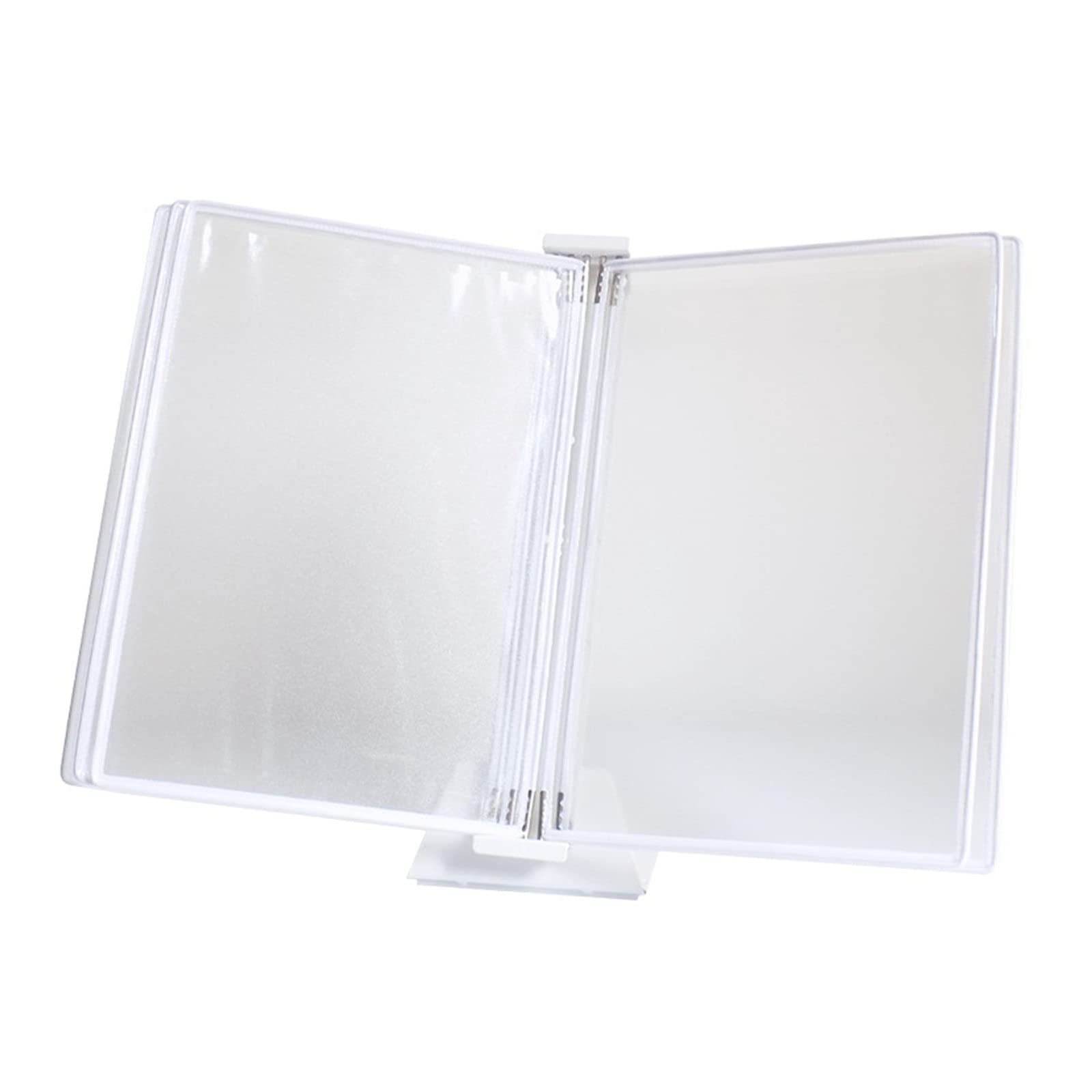 OLSKFUH File Organizer For Desk - Desktop Reference Organizer, 5 Panels And Tabs, Display Panel Desk Unit, Storing And Displaying A4 Documents, Pvc And Metal Desktop Document Org,White