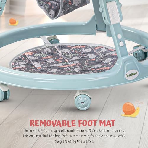 Image of Baybee Bunny Pro 2-in-1 Baby Walker for Kids with Push Handle, 2-Level Height Adjustment, Mat & Musical Toy Bar | Activity Push Walker for Babies 6-18 Months (Blue)